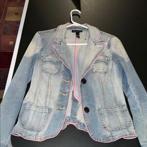 INC Women's Denim Jacket with Pink Trim